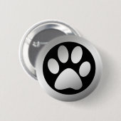 SILVER PAW PRINT RONDE BUTTON 5,7 CM (Voorkant /achterkant)