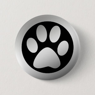 SILVER PAW PRINT RONDE BUTTON 5,7 CM