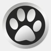 SILVER PAW PRINT RONDE STICKER (Voorkant)