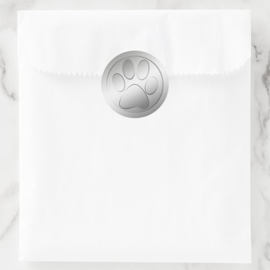 SILVER PAW PRINT RONDE STICKER (Tas)