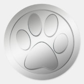 SILVER PAW PRINT RONDE STICKER (Voorkant)