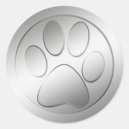 SILVER PAW PRINT RONDE STICKER (Voorkant)
