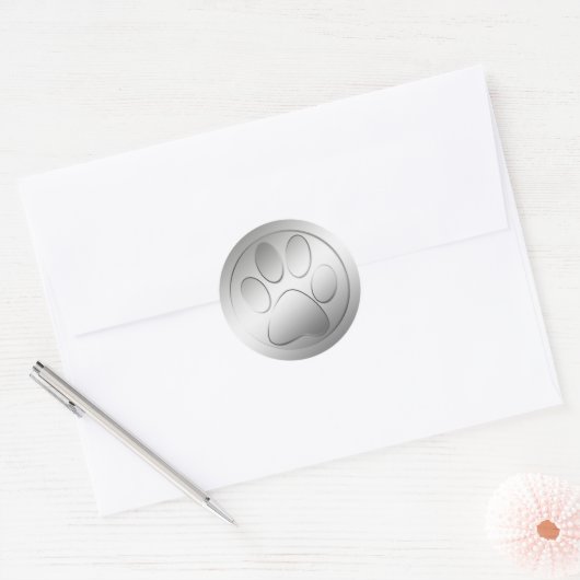 SILVER PAW PRINT RONDE STICKER (Envelop)