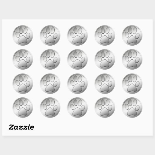 SILVER PAW PRINT RONDE STICKER (Vel)