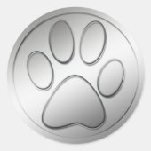 SILVER PAW PRINT RONDE STICKER (Voorkant)