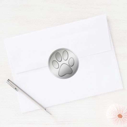 SILVER PAW PRINT RONDE STICKER (Envelop)