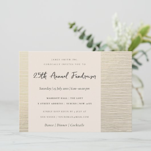 SILVER PEACH SKETCH STRIPTE LINE CORPORATE GEBEURT KAART (Staand voorkant)