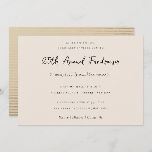 SILVER PEACH SKETCH STRIPTE LINE CORPORATE GEBEURT KAART (Voorkant / Achterkant)