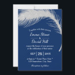 Silver Peacock Feather Navy Blue Wedding Kaart<br><div class="desc">Modern Silver Peacock Feather Navy Blue Wedding Party uitnodigingen.</div>