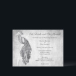 Silver Peacock Rehearsal Dinner Invitation Kaart<br><div class="desc">Nodig gasten uit voor je repetitieve diner met een Silver Peacock huwelijksrepetitie uitnodiging. Het uitnodigingsontwerp is voorzien van een elegante pauw tegen een delicate foliage- en slijpachtergrond. Pas de namen van de bruidegom en de bruid aan samen met de details van het repetitieve diner. Extra trouwbenodigdheden zijn ook beschikbaar bij...</div>