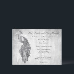 Silver Peacock Rehearsal Dinner Invitation Kaart<br><div class="desc">Nodig gasten uit voor je repetitieve diner met een Silver Peacock huwelijksrepetitie uitnodiging. Het uitnodigingsontwerp is voorzien van een elegante pauw tegen een delicate foliage- en slijpachtergrond. Pas de namen van de bruidegom en de bruid aan samen met de details van het repetitieve diner. Extra trouwbenodigdheden zijn ook beschikbaar bij...</div>