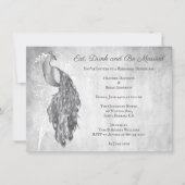 Silver Peacock Rehearsal Dinner Invitation Kaart (Voorkant)