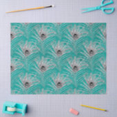 Silver Peacock-veren op Blauwgroen ontkoppeling Tissuepapier (Craft)