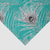 Silver Peacock-veren op Blauwgroen ontkoppeling Tissuepapier (Detail)