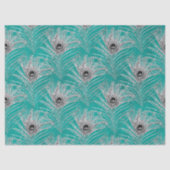 Silver Peacock-veren op Blauwgroen ontkoppeling Tissuepapier (Voorkant)