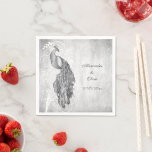 Silver Peacock Vrijgezellenfeest Napkins Servet