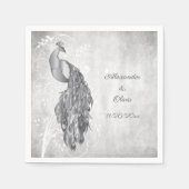 Silver Peacock Vrijgezellenfeest Napkins Servet (Voorkant)