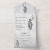 Silver Peacock Weddenschap in één uitnodiging (Binnen)
