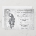 Silver Peacock Wedding Invitation Kaart<br><div class="desc">Nodig gasten uit voor je aanstaande bruiloft met een Silver Peacock Wedding Uitnodiging. Het uitnodigingsontwerp is voorzien van een elegante pauw tegen een delicate foliage- en slijpachtergrond. Personaliseer met de bruom en de namen van de bruid samen met de trouwdatum en de plaats. Extra trouwbenodigdheden zijn ook beschikbaar bij dit...</div>