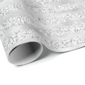 Silver Pearl Glam Glitter Stripes     Cadeaupapier (Rol Hoek)