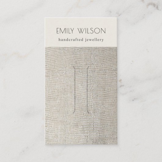 Silver Pearl Leather Texture Hair Clip Display Visitekaartje (Voorkant)