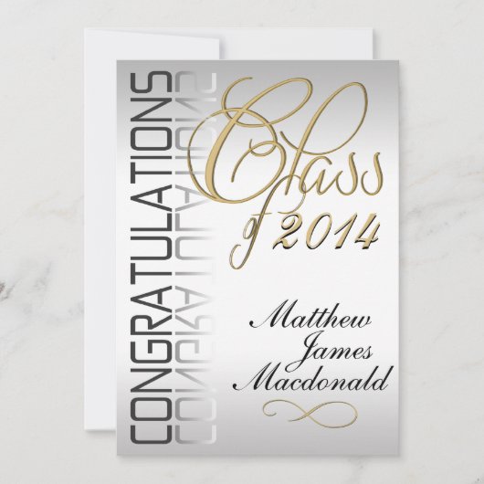 Silver Pearl Mirror Formele Afstuderen Uitnodiging (Voorkant)