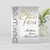 Silver Pearl Mirror Formele Afstuderen Uitnodiging (Staand voorkant)