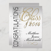 Silver Pearl Mirror Formele Afstuderen Uitnodiging (Voorkant / Achterkant)