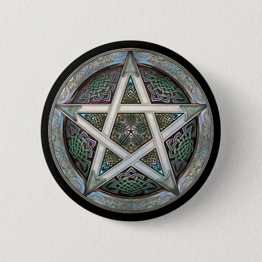 Silver Pentacle Round Button (Voorkant)
