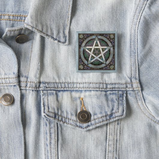 Silver Pentacle Square Button (In situ)