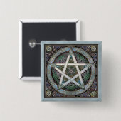 Silver Pentacle Square Button (Voorkant /achterkant)