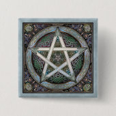 Silver Pentacle Square Button (Voorkant)