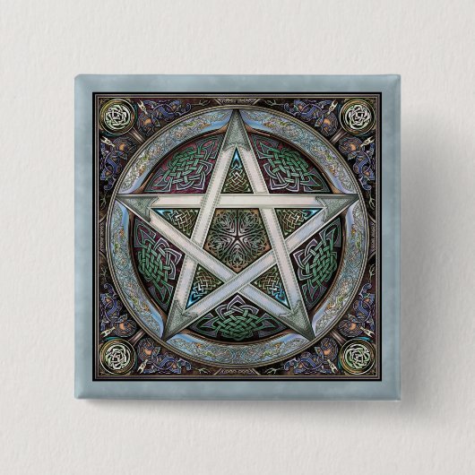 Silver Pentacle Square Button (Voorkant)