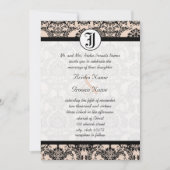  Silver Peony Damask Foto Wedding Invitate Kaart (Voorkant)
