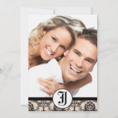  Silver Peony Damask Foto Wedding Invitate Kaart (Achterkant)