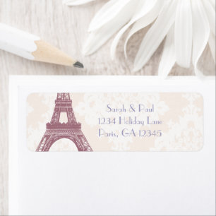 Silver Peony Damask Lavender  Eiffeltoren Etiket