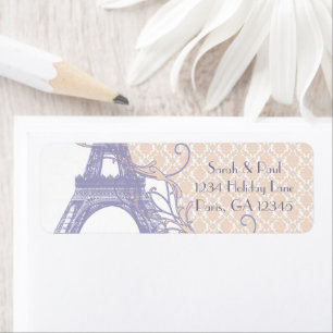 Silver Peony Damask Lavender  Eiffeltoren Etiket