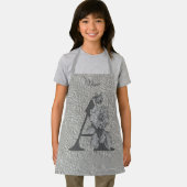 Silver Peony Elegant Monogram Initiaal A Naam Apro Schort (Insitu)