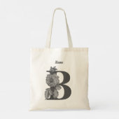 Silver Peony Elegant Monogram Initiaal B Naam Tote Bag (Achterkant)