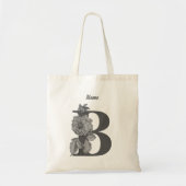 Silver Peony Elegant Monogram Initiaal B Naam Tote Bag (Voorkant)