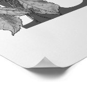 Silver Peony Elegant Monogram Initiaal B Poster (Hoek)