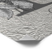 Silver Peony Elegant Monogram Initiaal F Jouw naam Poster (Hoek)