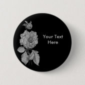 Silver Peony Flower  Button (Voorkant)