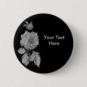 Silver Peony Flower Button