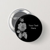 Silver Peony Flower  Button (Voorkant /achterkant)