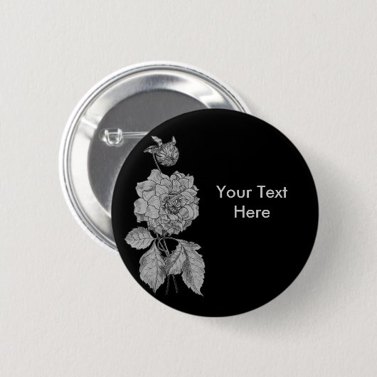 Silver Peony Flower  Button (Voorkant /achterkant)