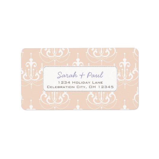 Silver Peony & Lavender Chandeiler Address Label (Voorkant)
