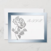 Silver Peony op White met Blue Reply Kaart (Voorkant)