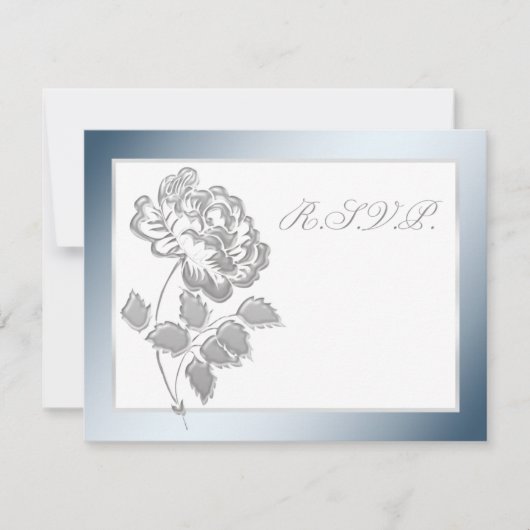 Silver Peony op White met Blue Reply Kaart (Voorkant)