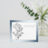 Silver Peony op White met Blue Reply Kaart (Staand voorkant)
